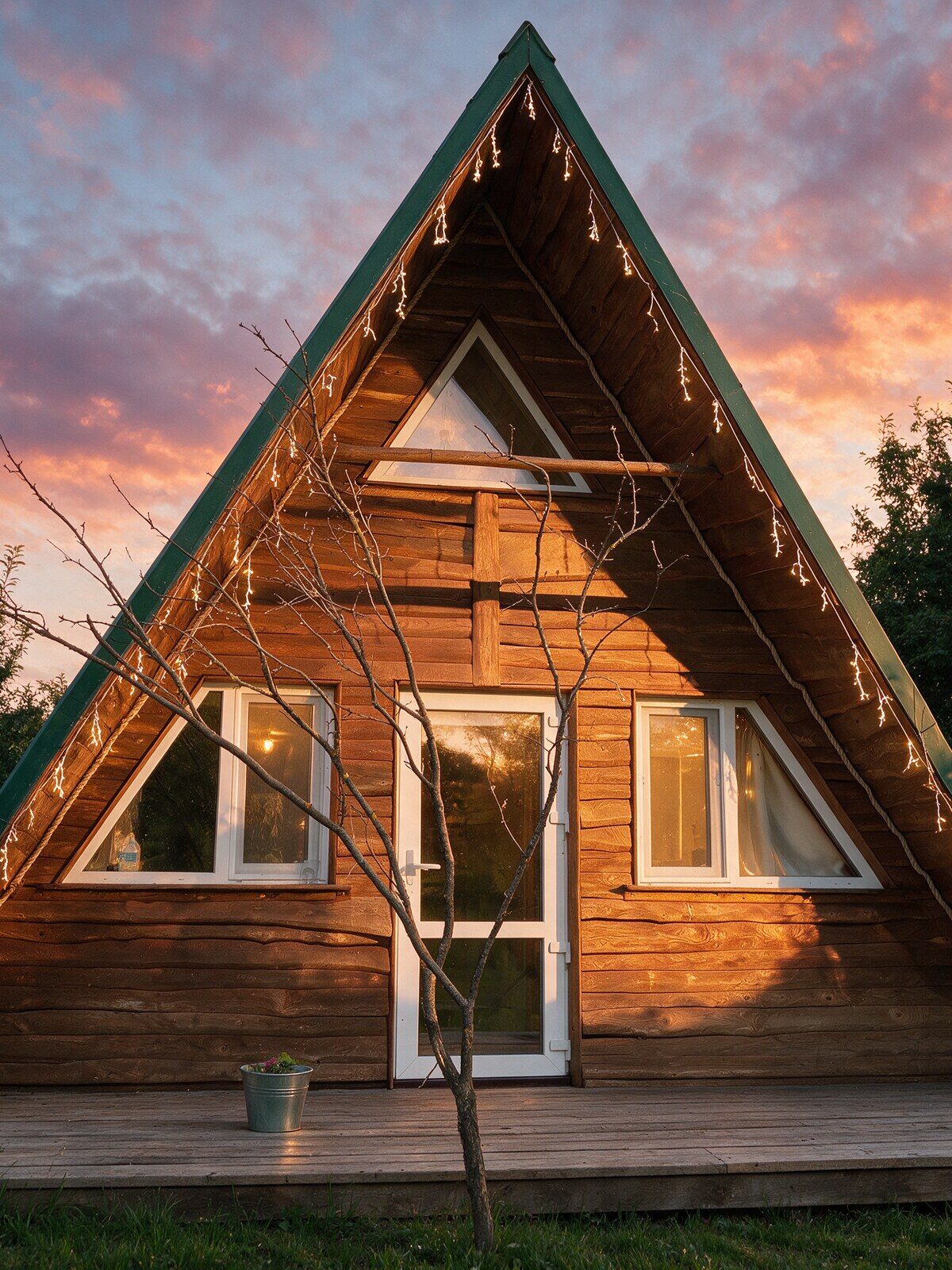 A-Frame шале на закате